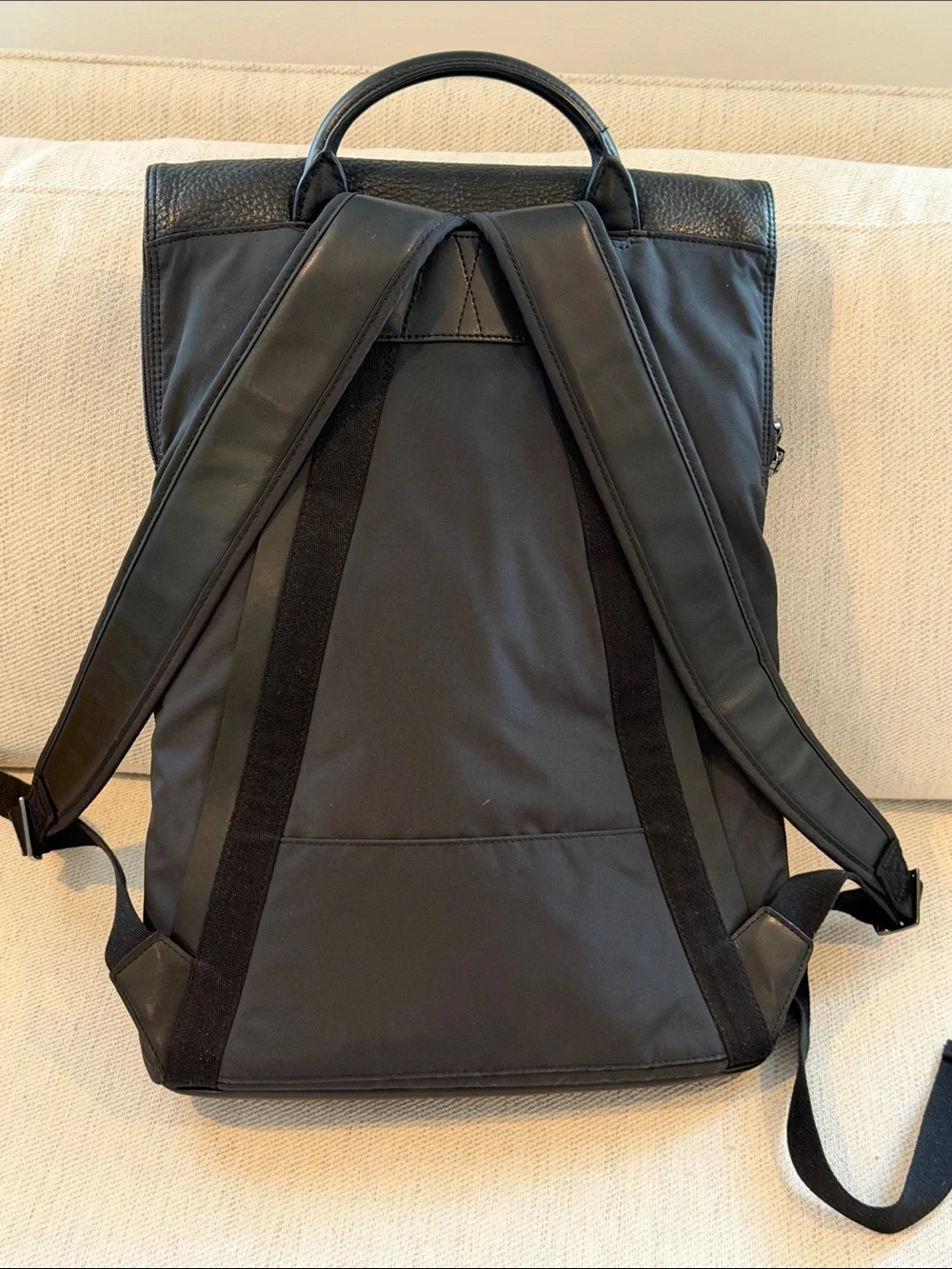 Authentic Tumi Black Nylon and Leather Top-Handle Backpack like new condition